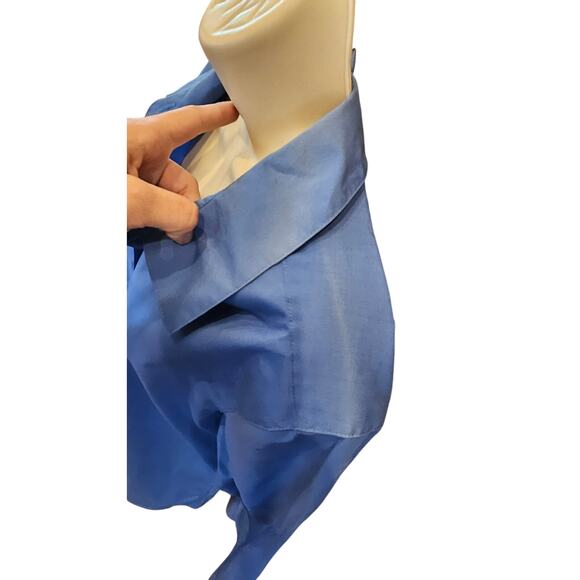 Foxcroft sz 16P 16 PETITE blue wrinkle free career casual work shirt *FLAW* - Picture 4 of 8